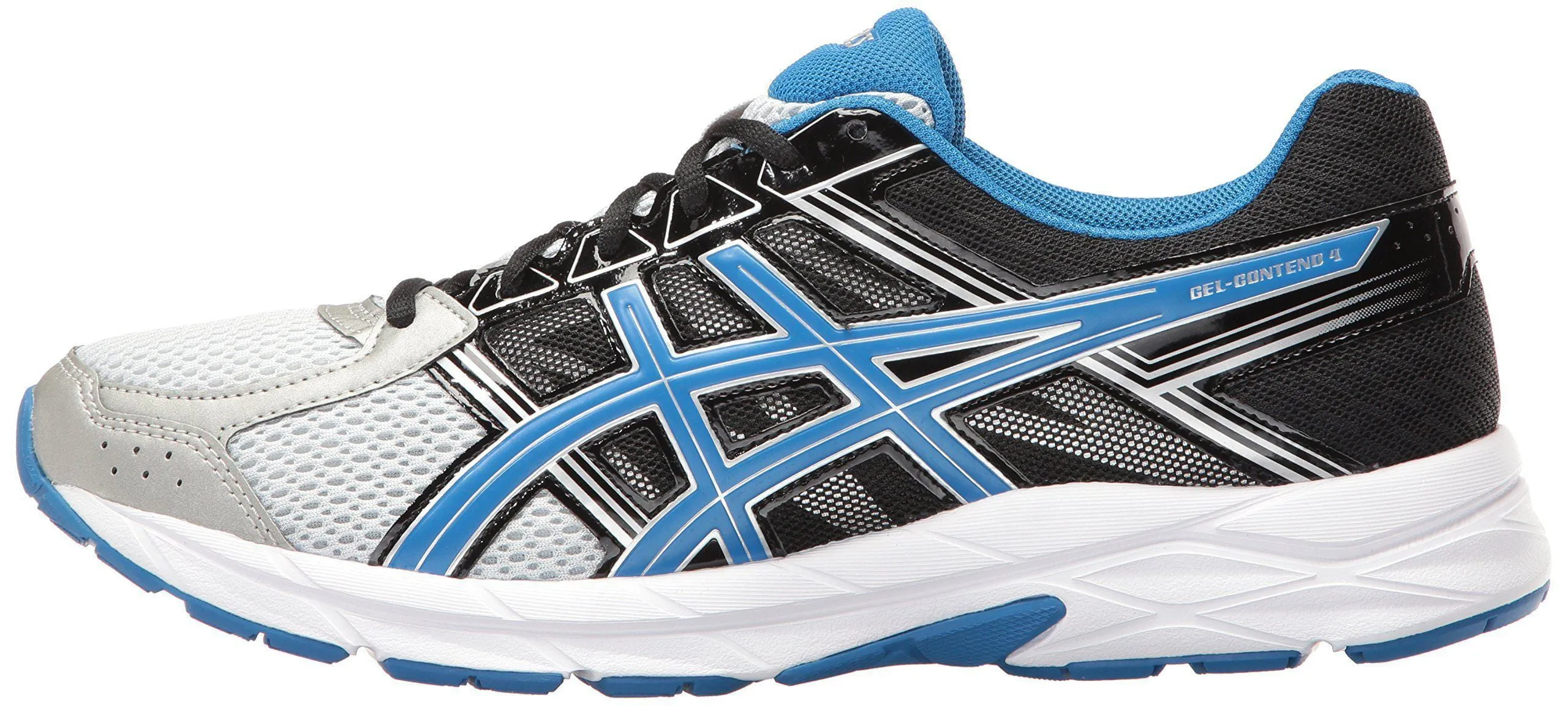Size Conversion Asics ASICS Men's Gel-Contend 4 Running Shoe, Silver/Classic Blue/Black, 11 4E US