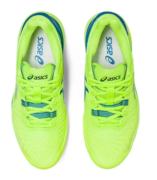Asics Women's Gel-Resolution 9 Tennis Shoes In Hazard Green/Reborn Blue Asics Ortholite Shoes