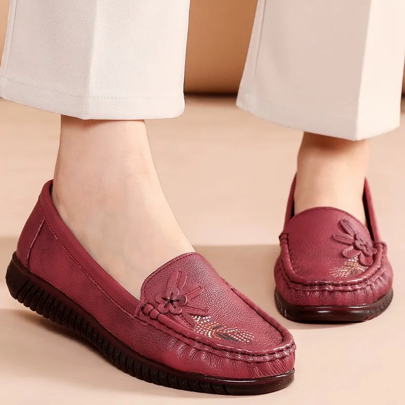 Babakud Women Spring Vintage Floral Leather Flat Loafers Donald Pliner Loafers