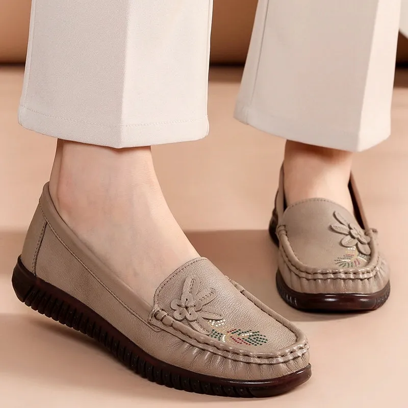 Loafers Catonsville Menu Babakud Women Spring Vintage Floral Leather Flat Loafers