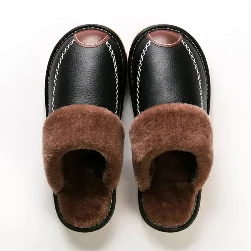 BACKWOODS | Men's Warm Leather Slippers Safest Slippers For Elderly