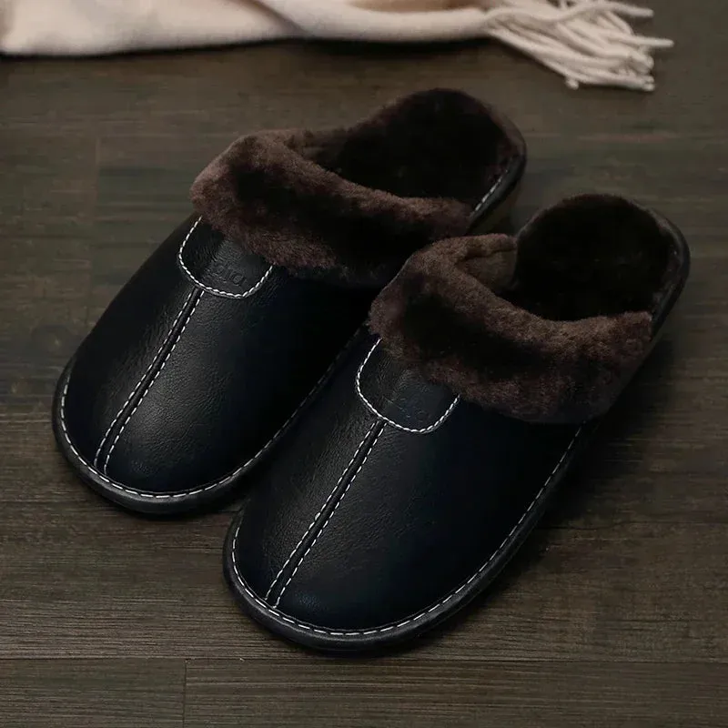 Extra Wide Fitting Slippers BACKWOODS | Men's Warm Leather Slippers