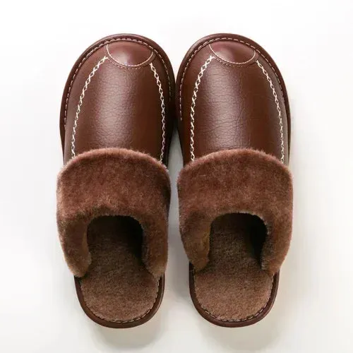 Non Skid Slippers For Seniors BACKWOODS | Men's Warm Leather Slippers