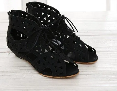 Big Size 31-43 Fashion Cut Outs Lace Up Women Sandals Open Toe Low Shoes Beach shoes women AA516 Walking Sandals