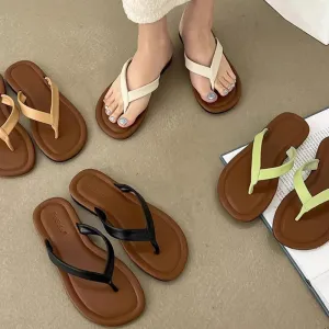 binfenxie  - 2024 Summer Clip Toe Women Slippes Fashion Elegant Soft Sole Flats Slides Shoes Ladies Casual Beach Flip Flops Sandalias Pata Pata Flip Flops