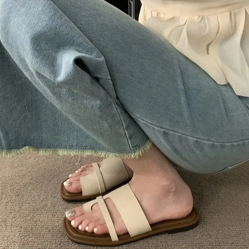 binfenxie  - 2024 Summer Gladiator Women Slippes Fashion Elegant Clip Toe Flats Slides Shoes Ladies Casual Beach Flip Flops Sandalias Fat Face Flip Flops