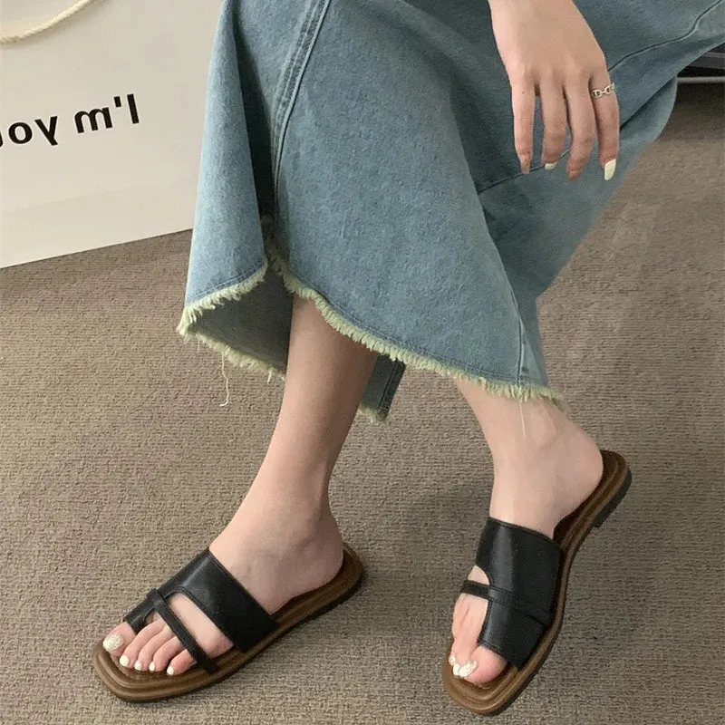 binfenxie  - 2024 Summer Gladiator Women Slippes Fashion Elegant Clip Toe Flats Slides Shoes Ladies Casual Beach Flip Flops Sandalias White Square Toe Flip Flops