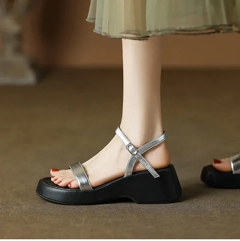 binfenxie Summer Gladiator Platform Women Sandals Fashion Elegant Soft Sole Commute Shoes Ladies Comfort Thick Bottom Beach Sandal Sandals Trip Insurance