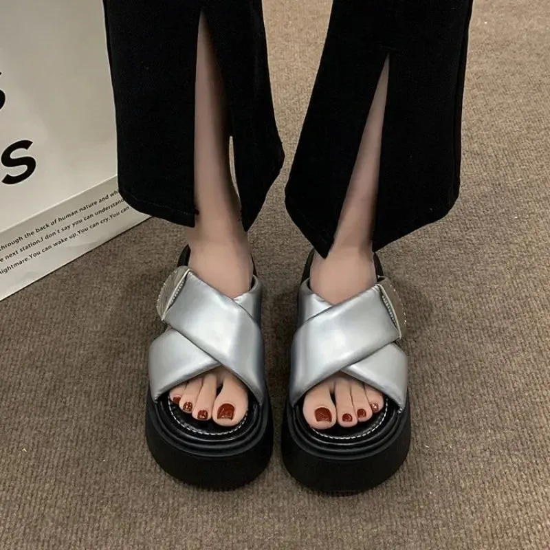 Creative Flip Flops binfenxie  -  Thick Soled Slippers Sandals for Women Summer Casual Flip Flops New Clip on Beach Sandales Shoes Black White Slides Femme