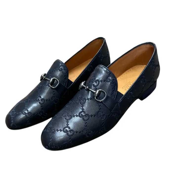 Black Men's Luxury Trendy Loafers Slip-on Dress Shoes with Sliver Buckle Style No: 1150 Work Outfits With Loafers
