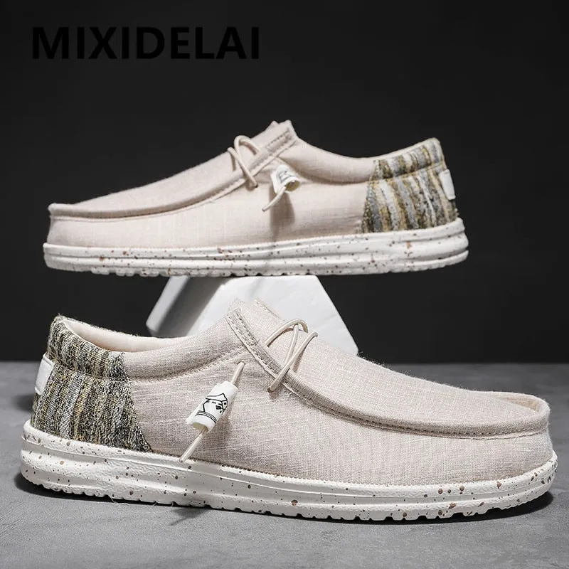 New Men Casual Shoes Fashion Soft Canvas Shoes Breathable Men's Walking Flat Sneakers Outdoor Light Men's Shoes Vulcanize Shoes Flat Shoes For Walking