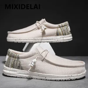 New Men Casual Shoes Fashion Soft Canvas Shoes Breathable Men's Walking Flat Sneakers Outdoor Light Men's Shoes Vulcanize Shoes Flat Feet Basketball Shoes