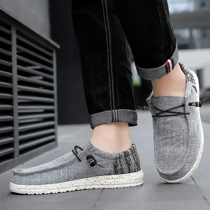 New Men Casual Shoes Fashion Soft Canvas Shoes Breathable Men's Walking Flat Sneakers Outdoor Light Men's Shoes Vulcanize Shoes Flat Closed Toe Dress Shoes
