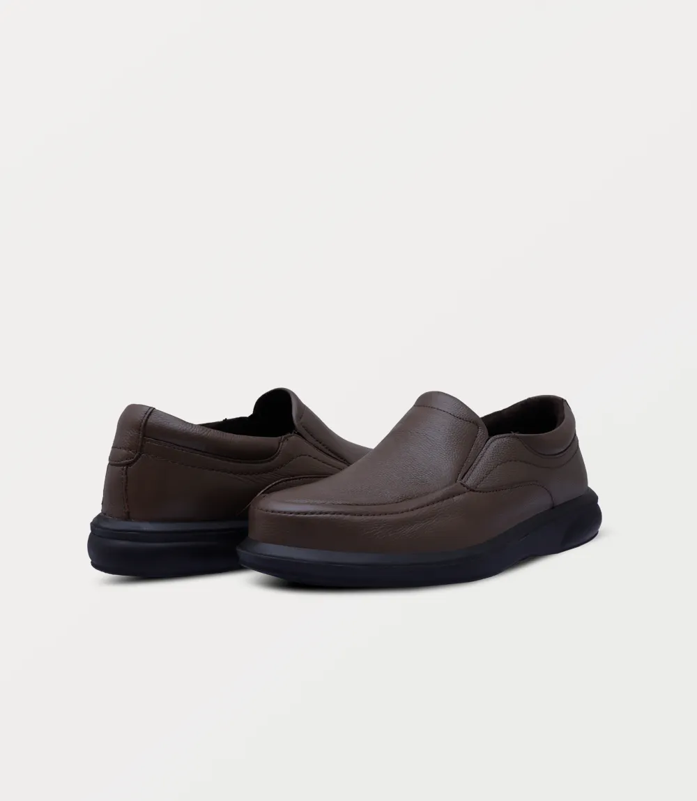 BM6776-BROWN-Men Slip On Brown Shoes Slip On