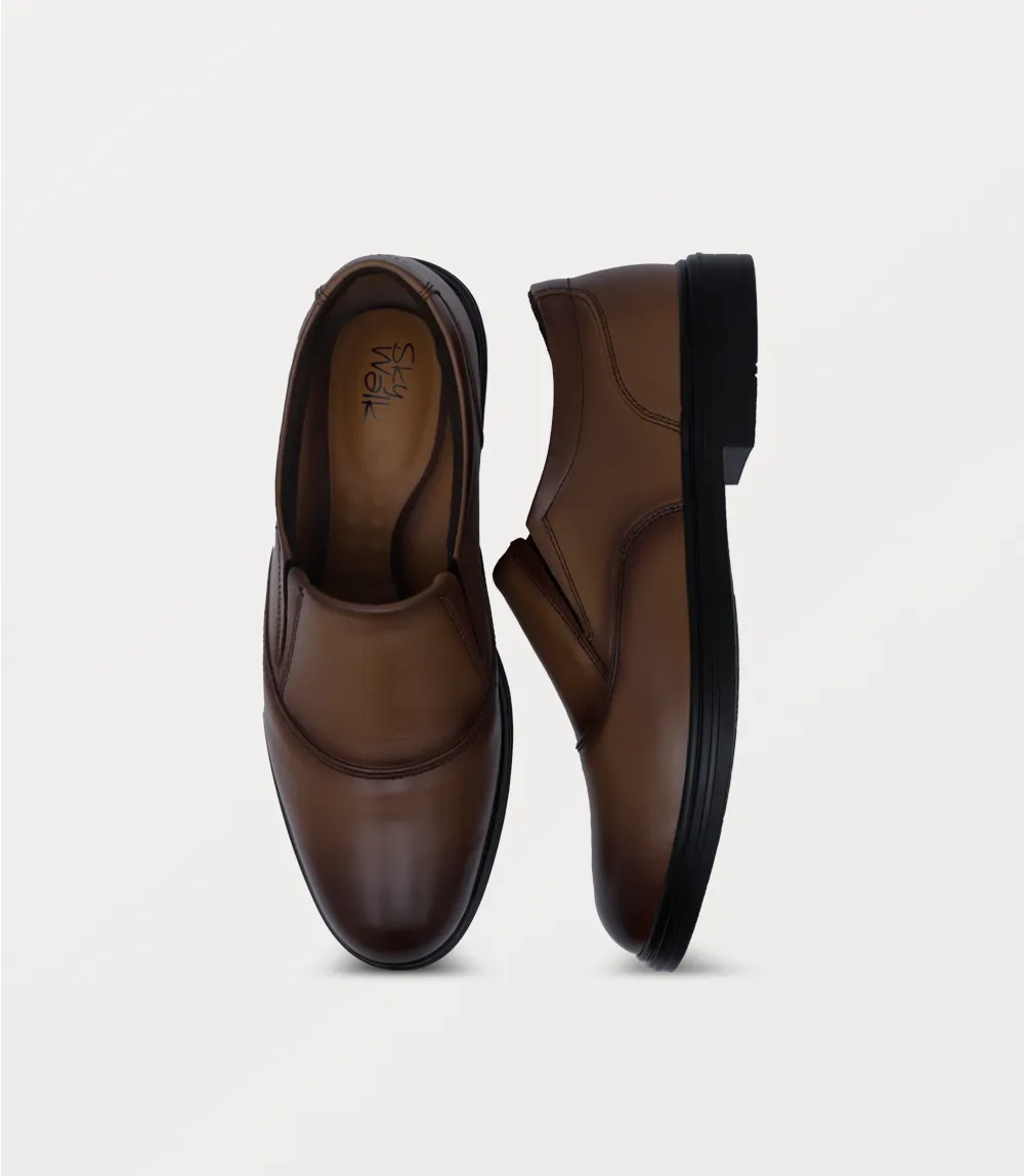 BM6794-BROWN-Men Slip On Non Steel Toe Slip On Work Boots