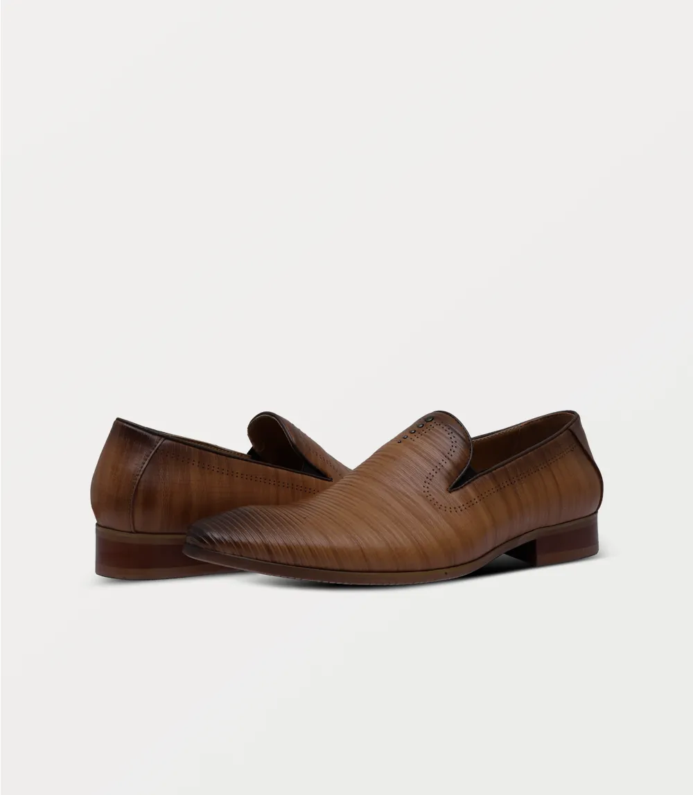 BM6796-TAN-Men Slip On Wedge Shoes Slip On