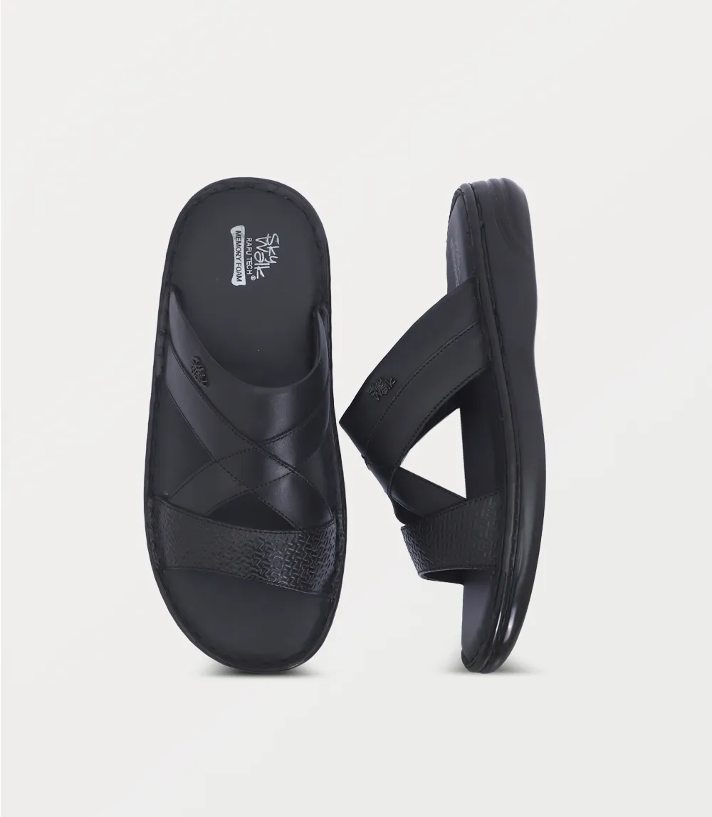 Easy Slip On Winter Shoes BM6840-BLACK-Men Slipper