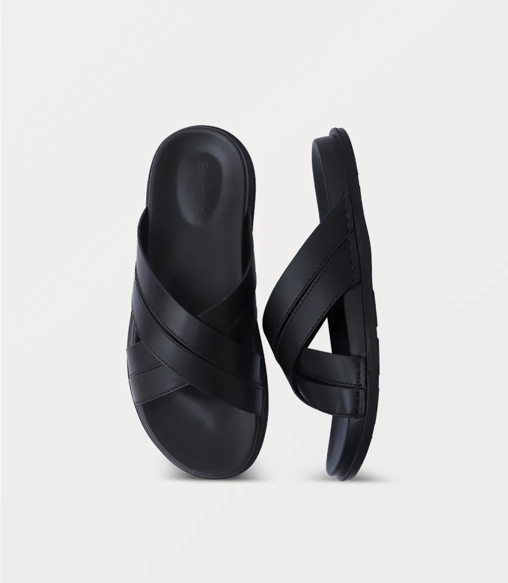 Tan Slip On BM6874-BLACK-Men Slipper