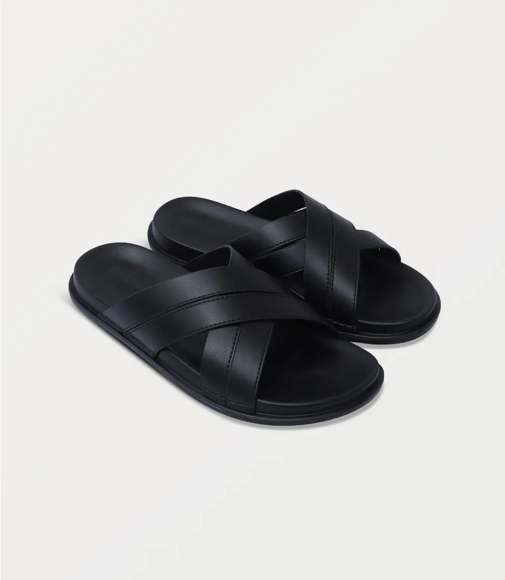 BM6874-BLACK-Men Slipper Slip On Walking