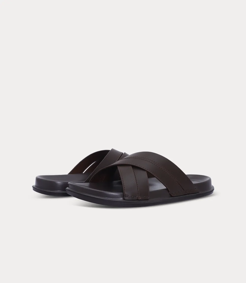 Slip On Athletic Shoes BM6874-BROWN-Men Slipper