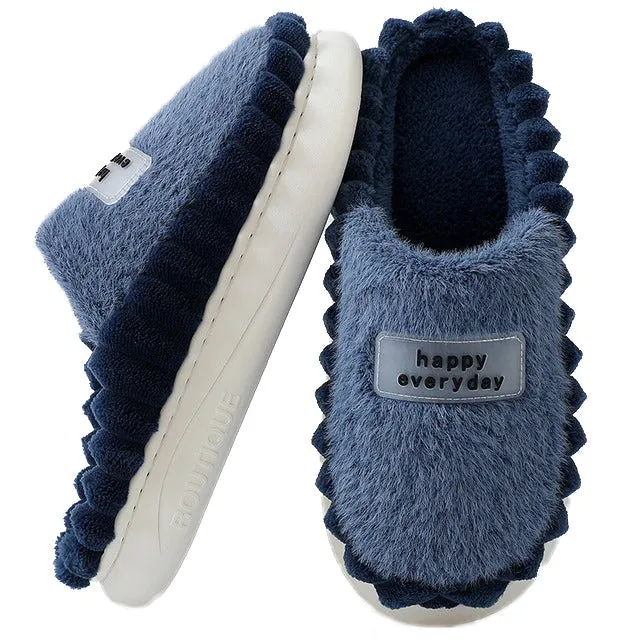 Cuzcare Men Soft Plush Slippers Heel Protection Indoor Shoes Beat Slippers