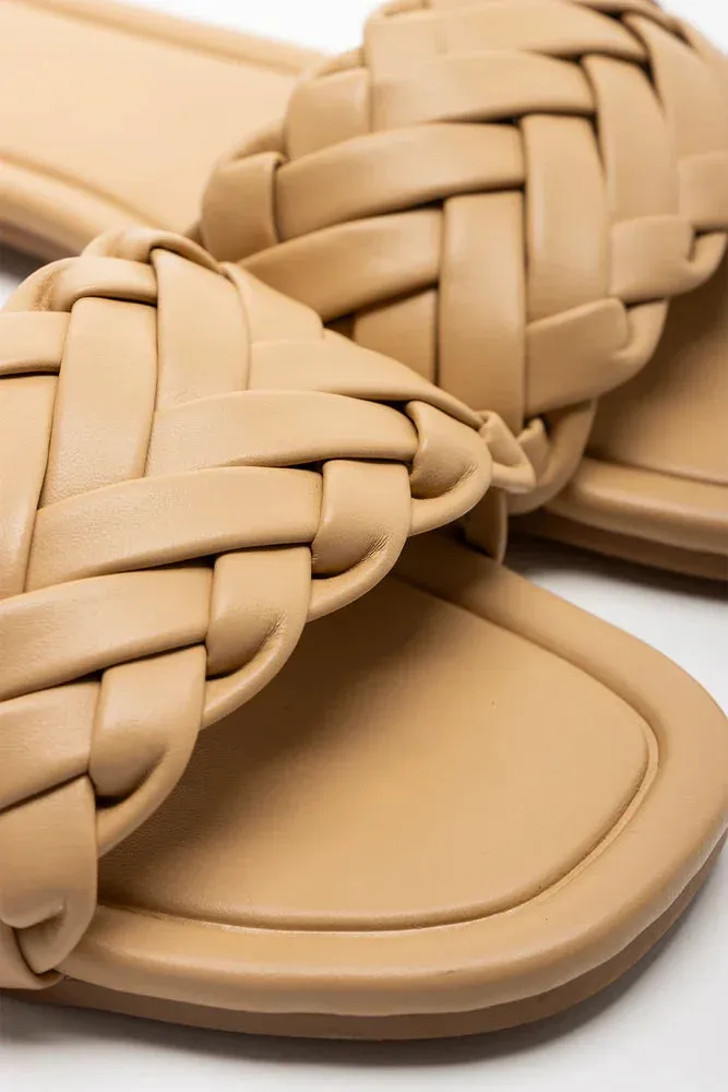 Closed Toe And Heel Sandals Braided Mule Sandal Natural