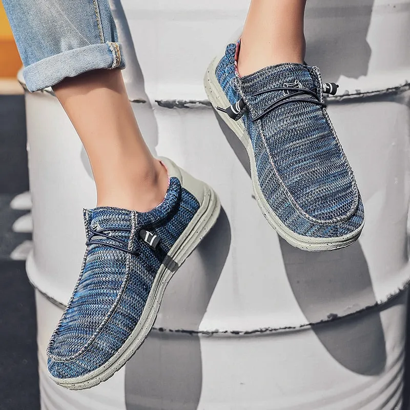Brand Men Casual Shoes Fashion Denim Canvas Shoes Breathable Men Walking Flat Shoes Outdoor Large Size Light Men's Shoes Loafers Recommended Walking Shoes For Flat Feet