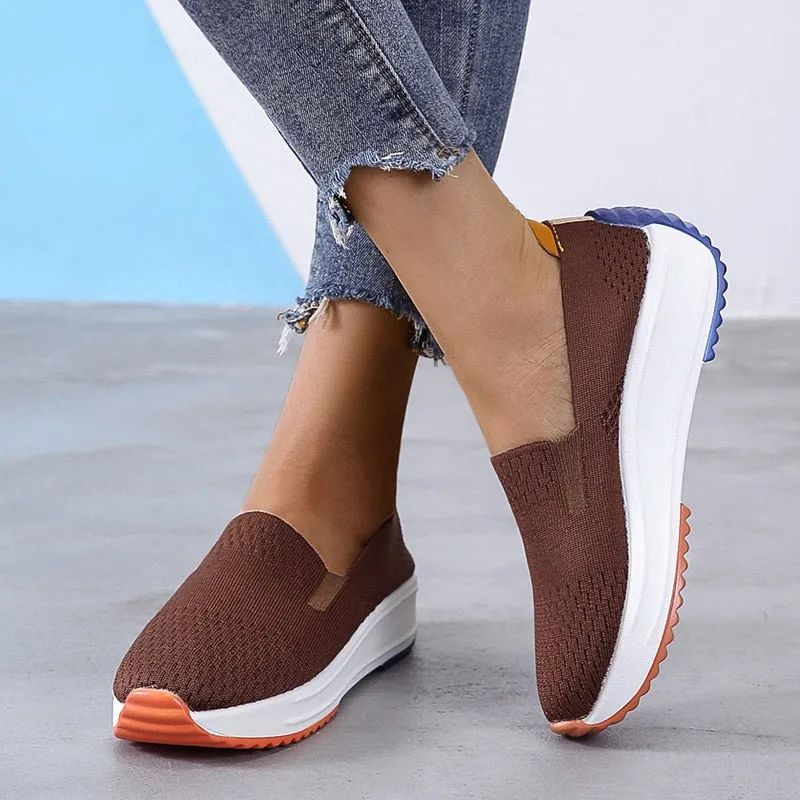 Breathable Fashion Casual Sneakers Women Slip-on Loafers Mesh Shoes Loafers Stussy
