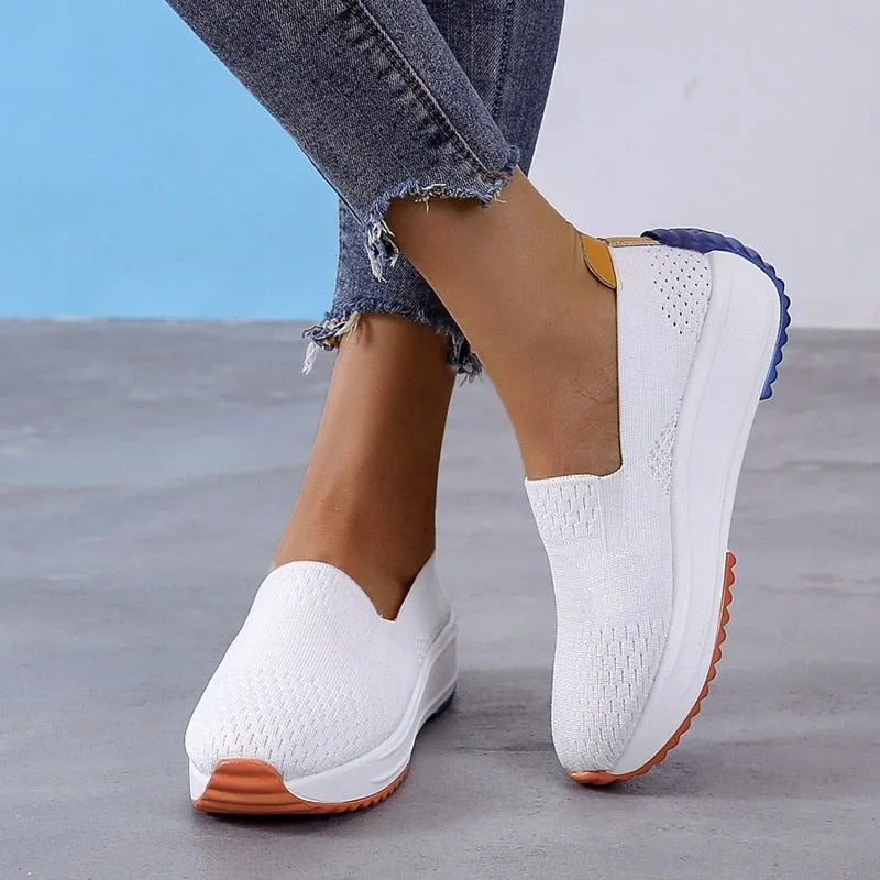 Narrow Width Loafers Breathable Fashion Casual Sneakers Women Slip-on Loafers Mesh Shoes