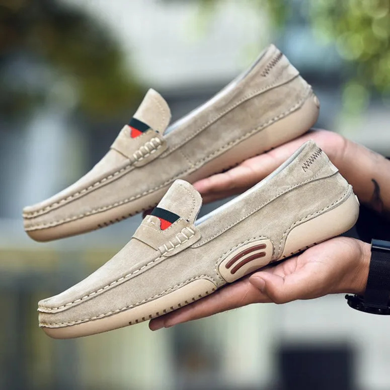 Ultralight Soft Men Loafers Suede Leather Driving Shoes Airwalk Loafers