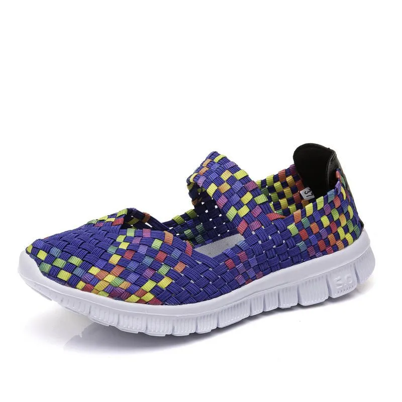 Breathable Woven Shoes Loafers With Heel