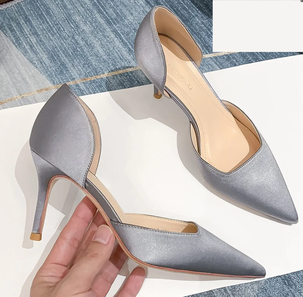 Designer Newest Pumps Sweet Pointed Toe Slip-on Wedding Office Silk Handmade 400g Insulated Work Boots