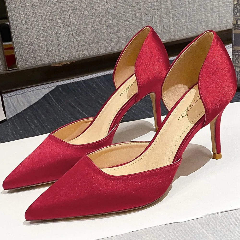 Designer Newest Pumps Sweet Pointed Toe Slip-on Wedding Office Silk Handmade Best Boots For Farm Work