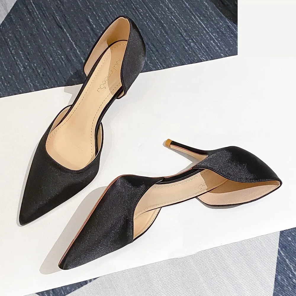 Moc Toe Slip On Work Boots Designer Newest Pumps Sweet Pointed Toe Slip-on Wedding Office Silk Handmade