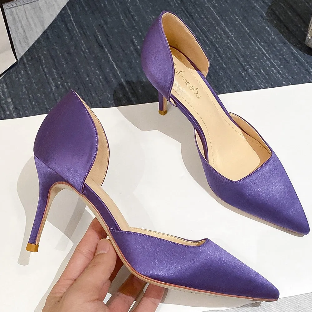 Designer Newest Pumps Sweet Pointed Toe Slip-on Wedding Office Silk Handmade Best Work Boots For Morton's Neuroma