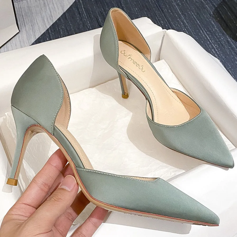 Work Boots Cowgirl Designer Newest Pumps Sweet Pointed Toe Slip-on Wedding Office Silk Handmade