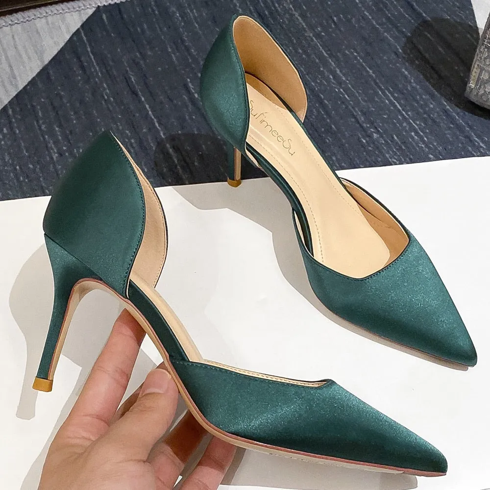 Best Light Duty Work Boots Designer Newest Pumps Sweet Pointed Toe Slip-on Wedding Office Silk Handmade