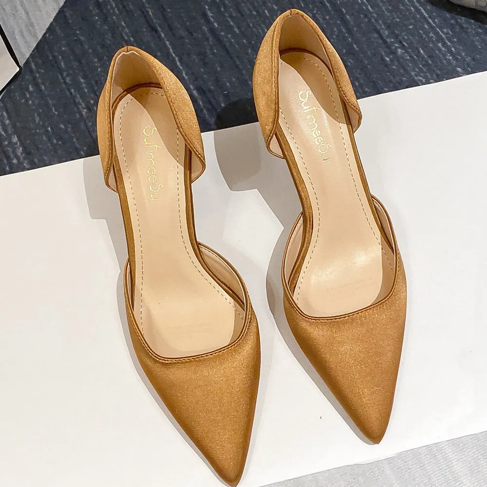 Walmart Work Boots Steel Toe Designer Newest Pumps Sweet Pointed Toe Slip-on Wedding Office Silk Handmade