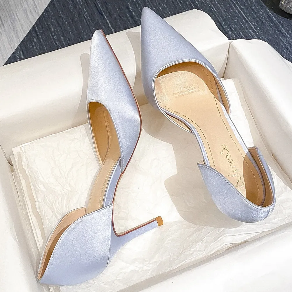 Work Boots Wedge Designer Newest Pumps Sweet Pointed Toe Slip-on Wedding Office Silk Handmade