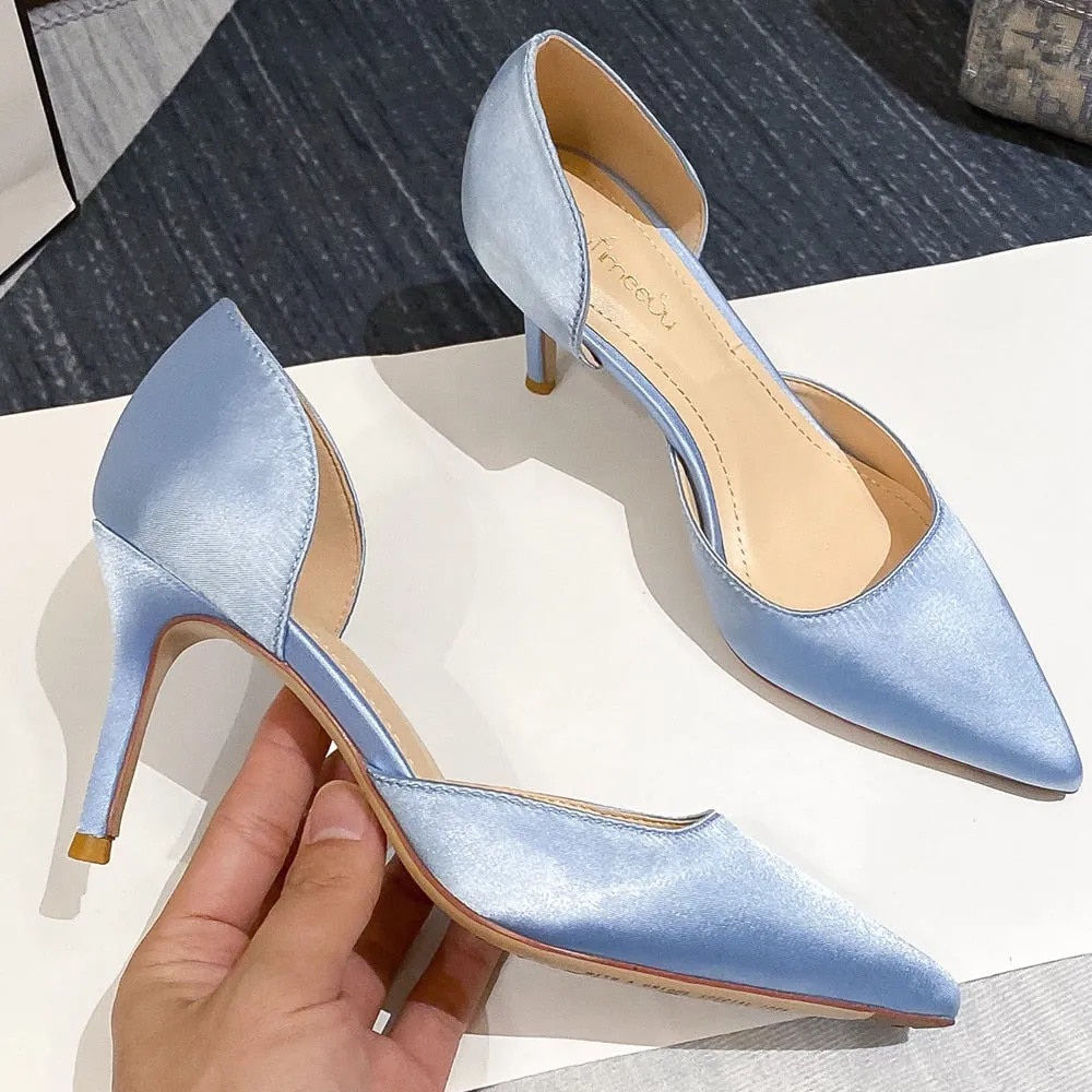 Designer Newest Pumps Sweet Pointed Toe Slip-on Wedding Office Silk Handmade Good Lightweight Work Boots