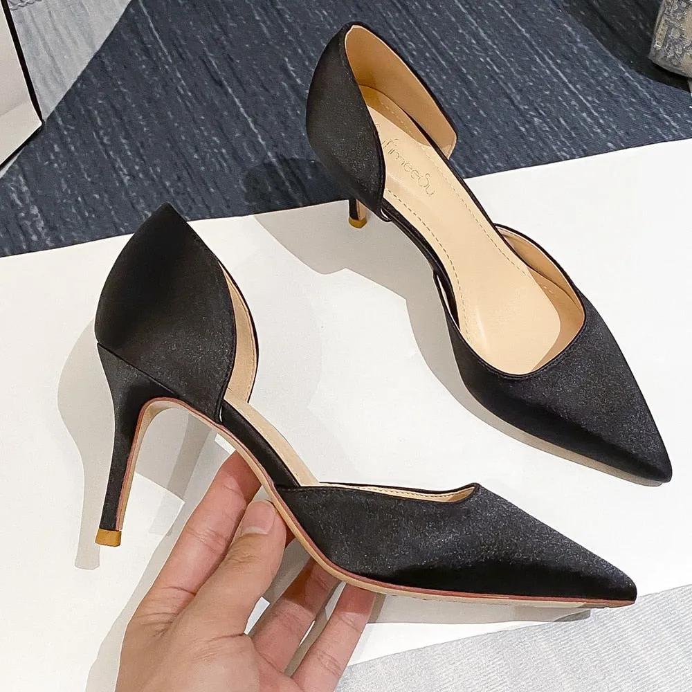 Designer Newest Pumps Sweet Pointed Toe Slip-on Wedding Office Silk Handmade Work Boots Texas