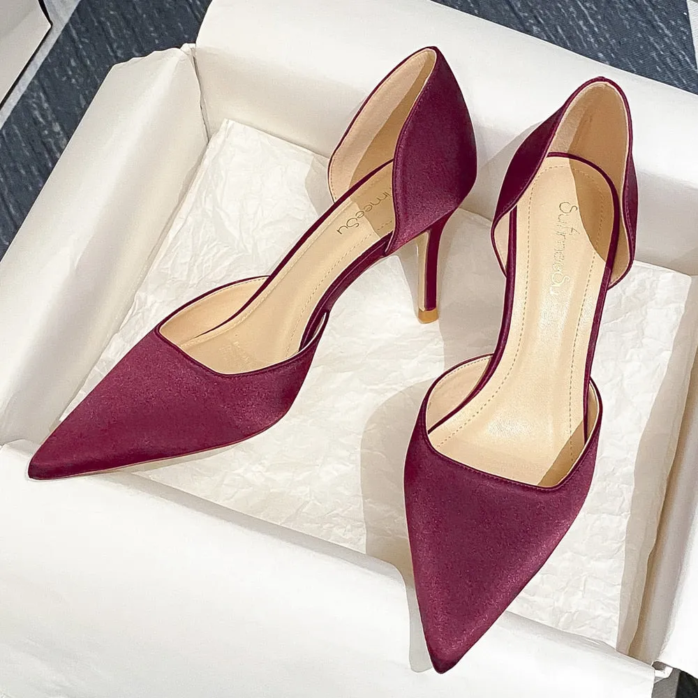 Designer Newest Pumps Sweet Pointed Toe Slip-on Wedding Office Silk Handmade Pull On Leather Work Boots