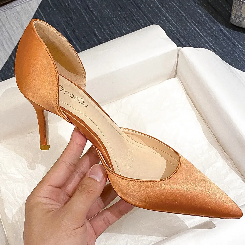 Designer Newest Pumps Sweet Pointed Toe Slip-on Wedding Office Silk Handmade Best Conditioner For Work Boots