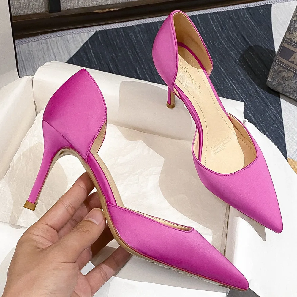 Designer Newest Pumps Sweet Pointed Toe Slip-on Wedding Office Silk Handmade 8 Rugged Flex Work Boots