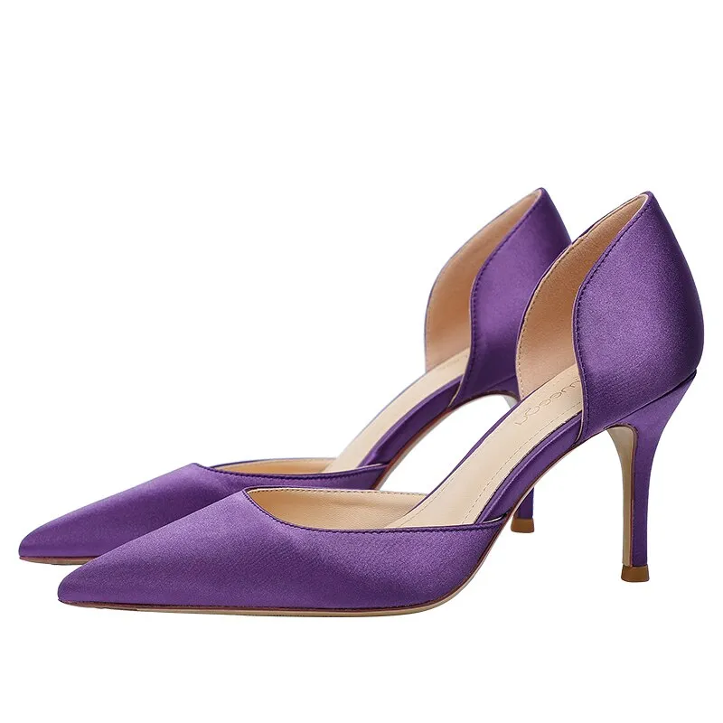 Designer Newest Pumps Sweet Pointed Toe Slip-on Wedding Office Silk Handmade Work Boots For Comfort