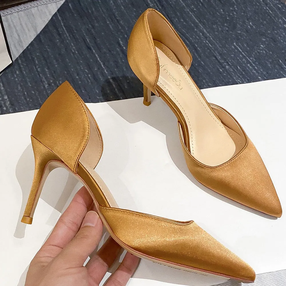 Work Boot Amarillo Designer Newest Pumps Sweet Pointed Toe Slip-on Wedding Office Silk Handmade