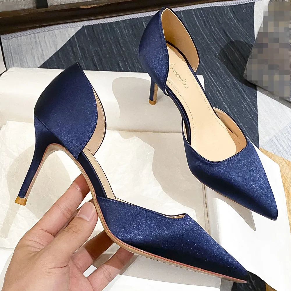 Designer Newest Pumps Sweet Pointed Toe Slip-on Wedding Office Silk Handmade Work Boots Warranty