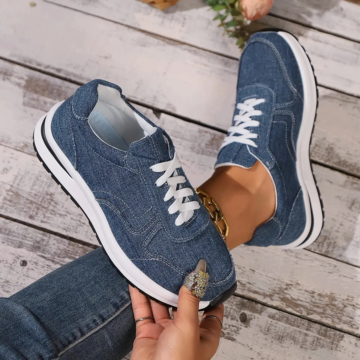 Sneakers Orbit Briseis - Stylish Denim Platform Sneakers for Women