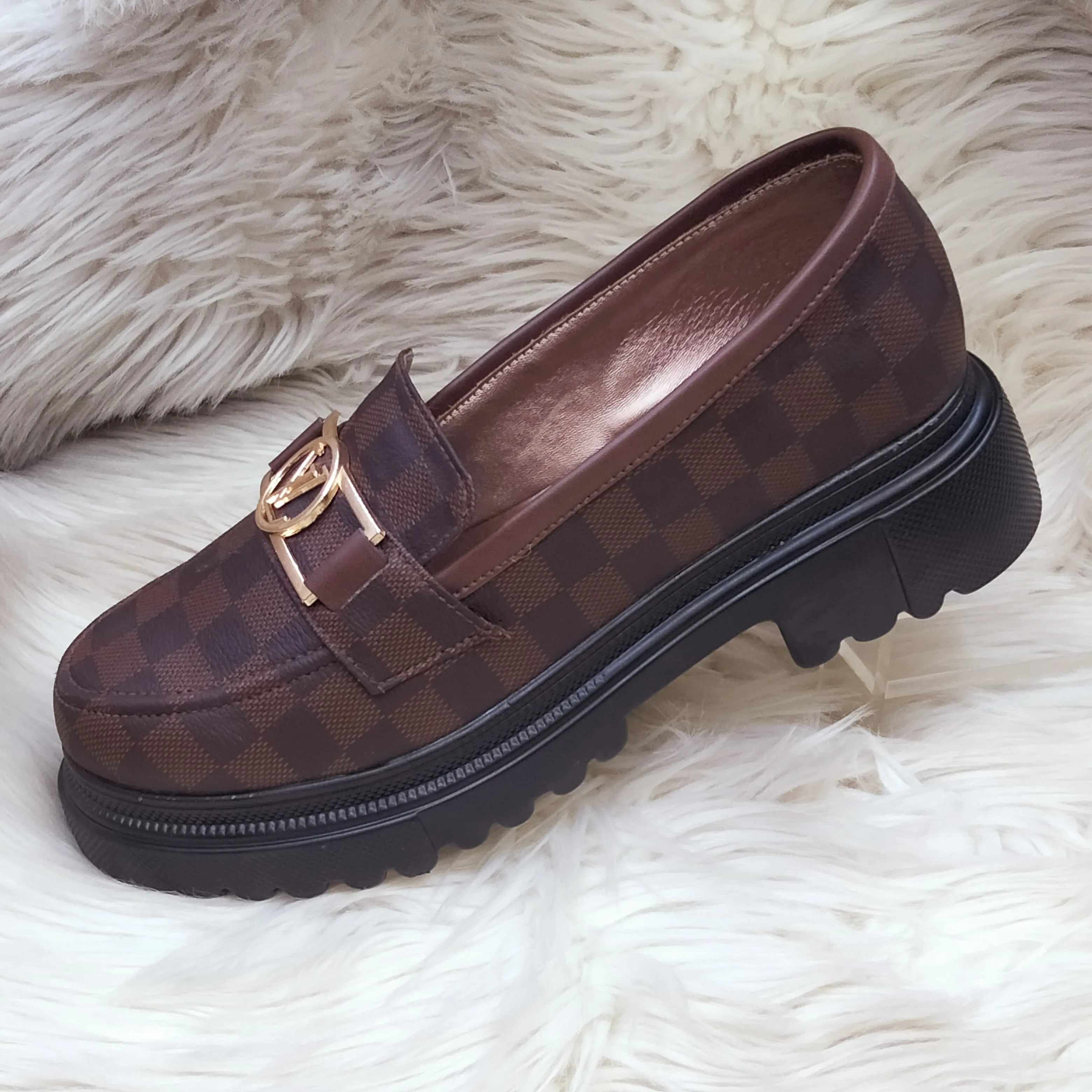 Jones New York Loafers BROWN CHECK SHOES FOR WOMEN'S