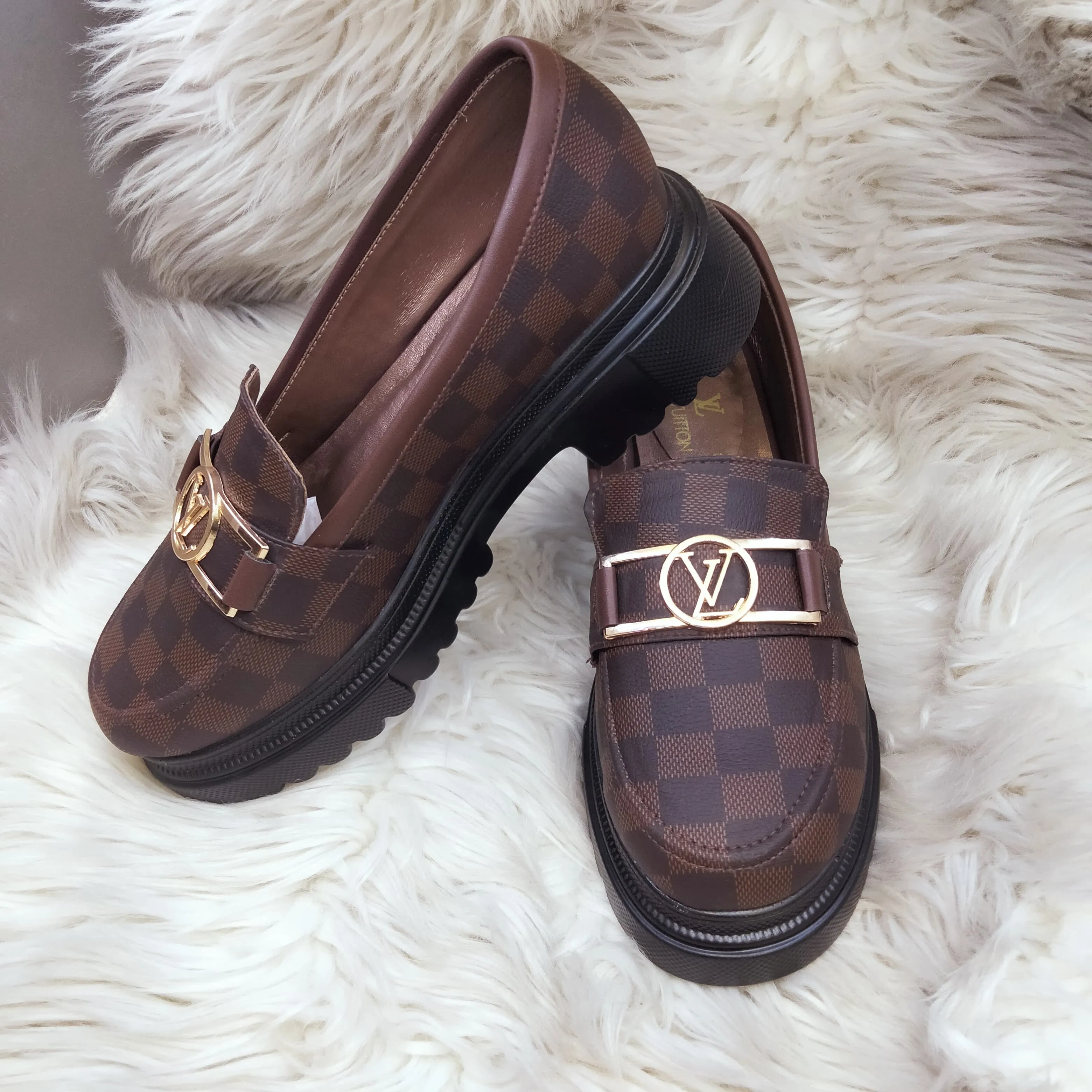 BROWN CHECK SHOES FOR WOMEN'S NULL